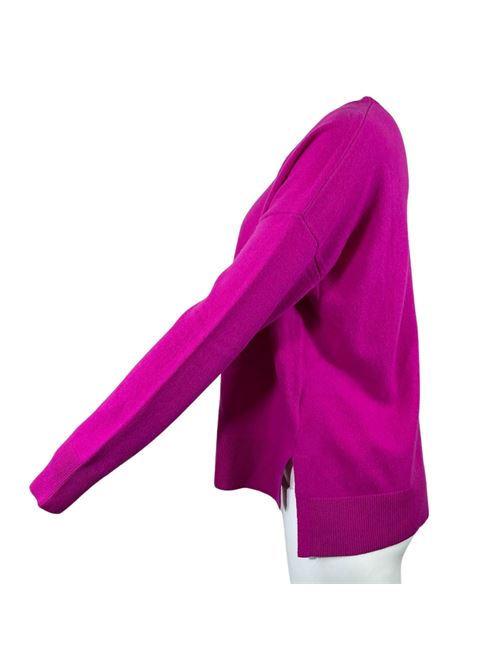 WOMEN'S CREW NECK SWEATER ASYMMETRICAL CUT  FUCSIA ESSENTIEL STUDIO | LMD036FUXIA